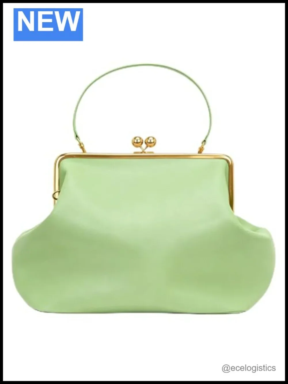 Oversized Kisslock Satchel Purse Soft Microfiber Leather Frame Shoulder Bag